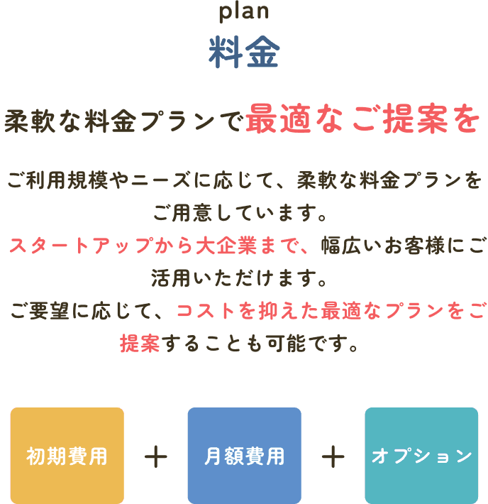 料金 柔軟な料金プランで最適なご提案を